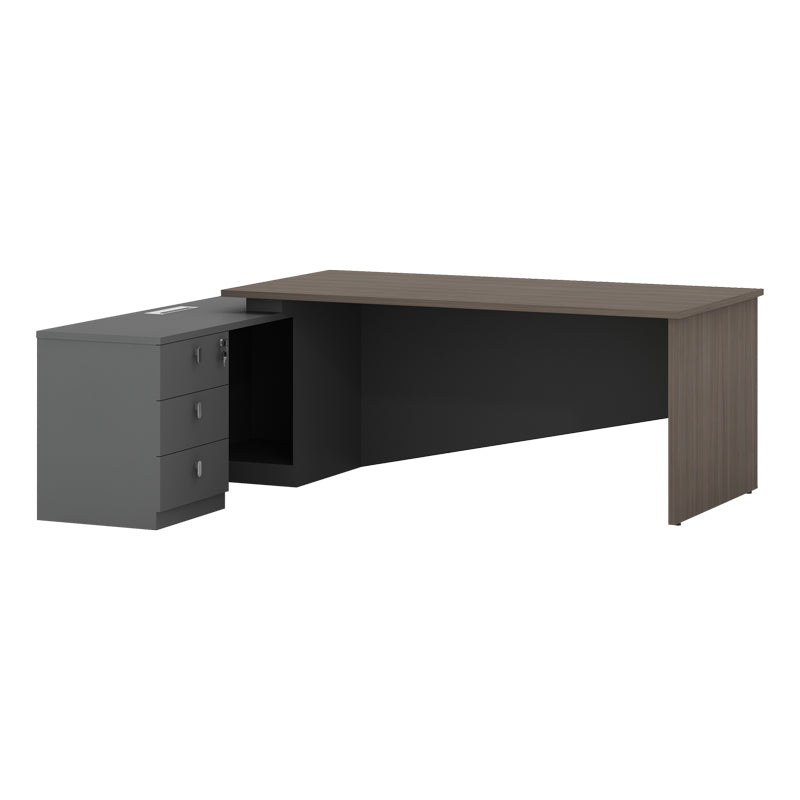 Work desk professional left corner Denith pakoworld charcoal-walnut 220x180x75cm