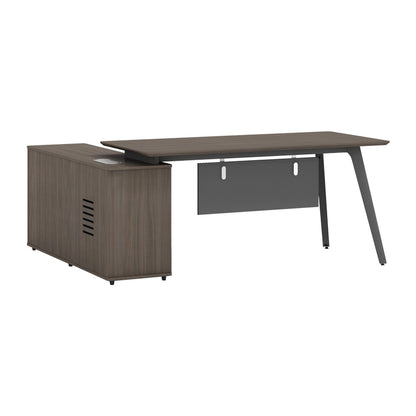 Work reversible desk professional Denith pakoworld charcoal-walnut 160x140x75cm