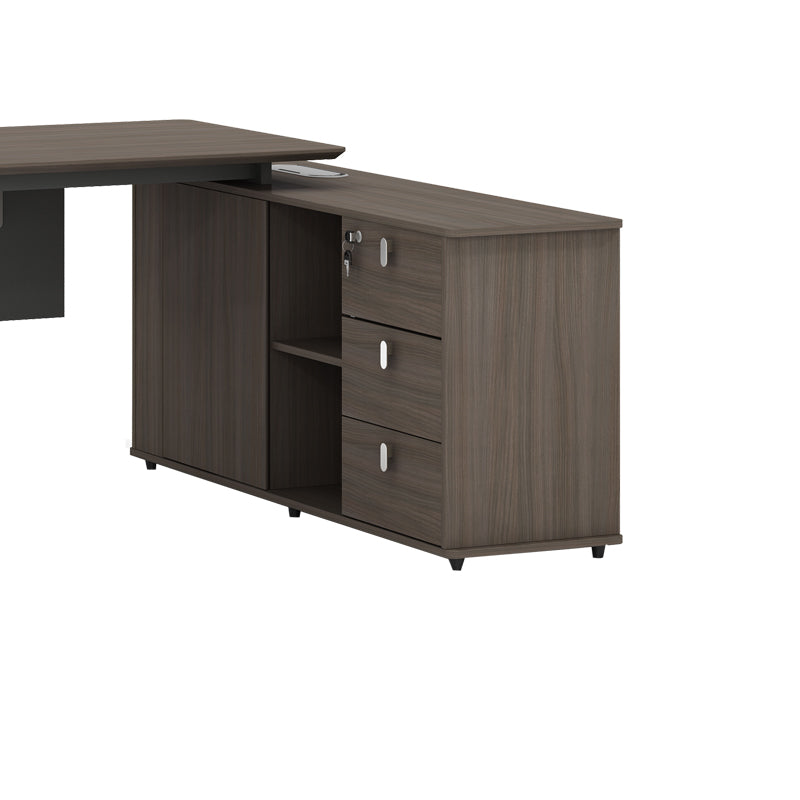 Work reversible desk professional Denith pakoworld charcoal-walnut 160x140x75cm