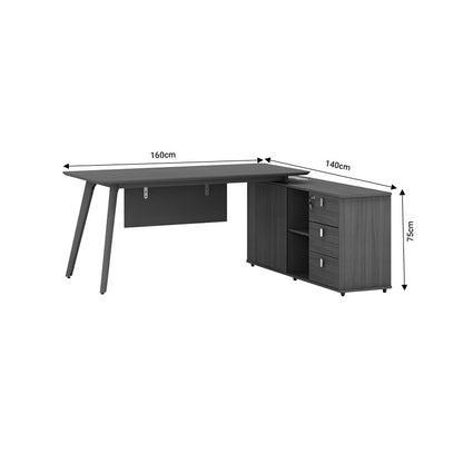 Work reversible desk professional Denith pakoworld charcoal-walnut 160x140x75cm