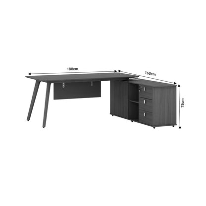 Work reversible desk professional Denith pakoworld charcoal-walnut 180x160x75cm