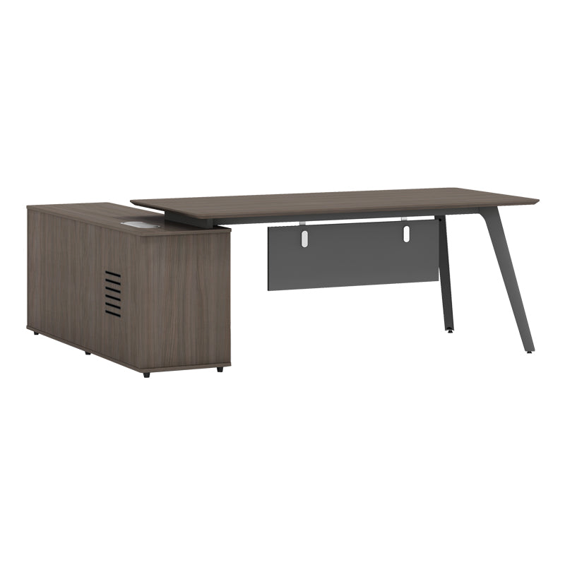 Work reversible desk professional Denith pakoworld charcoal-walnut 200x160x75cm