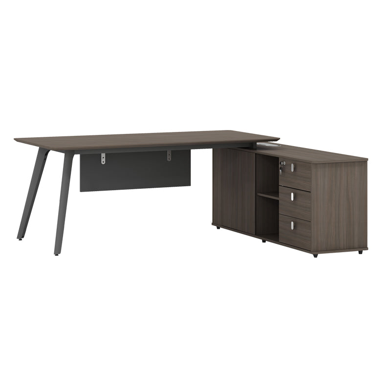 Work reversible desk professional Denith pakoworld charcoal-walnut 200x160x75cm