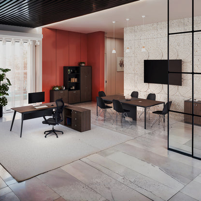 Low cabinet  professional Denith pakoworld dark grey-walnut 80x40x80cm