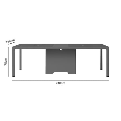 Meeting table professional Denith pakoworld dark grey-walnut 240x120x75cm