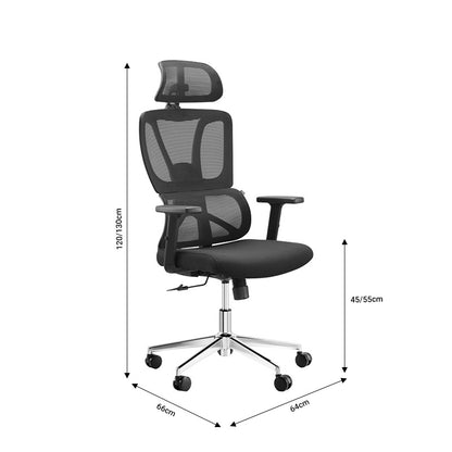 Office manager chair Aish pakoworld fabric mesh black 64x66x130cm