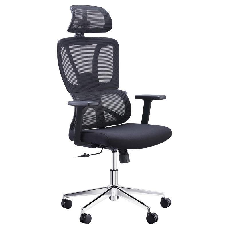 Office manager chair Aish pakoworld fabric mesh black 64x66x130cm