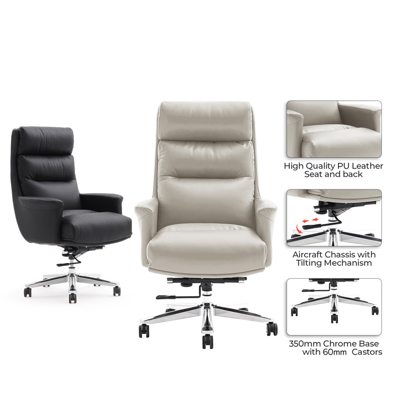 Manager's office chair Nagal pakoworld PU in black color 71x73x117-123cm
