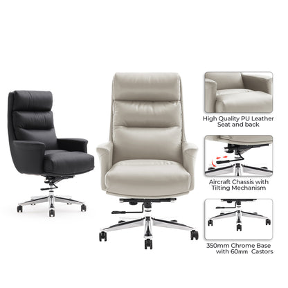 Manager's office chair Nagal pakoworld PU in black color 71x73x117-123cm