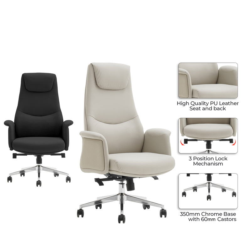 Manager's office chair Rekter pakoworld PU in black color 77x65x119-127cm