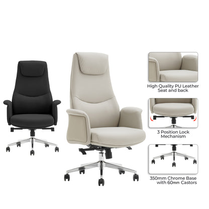 Manager's office chair Rekter pakoworld PU in black color 77x65x119-127cm