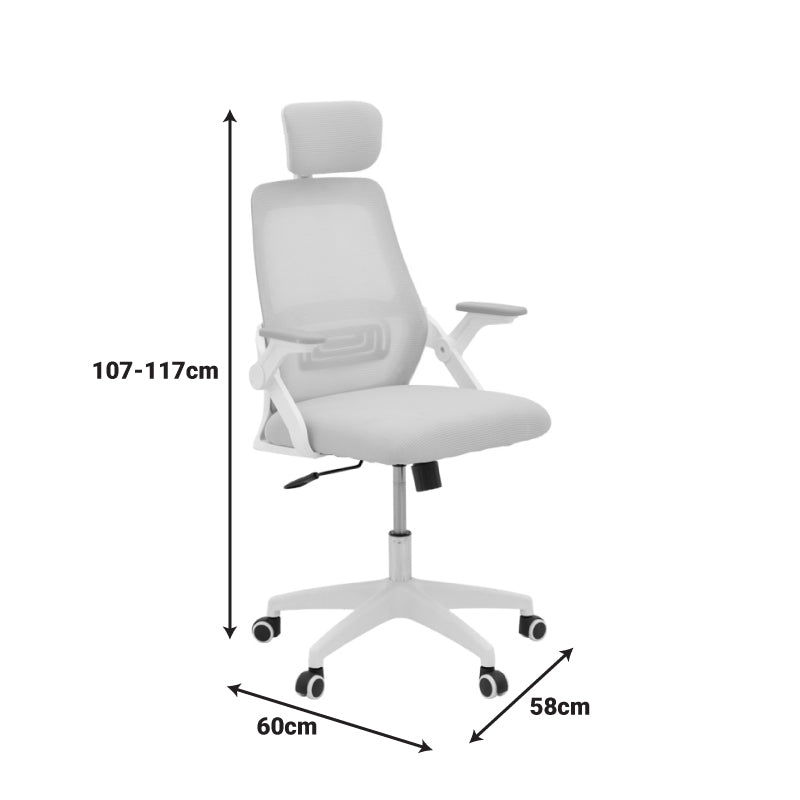 Office chair Peja fabric mesh grey-beige and black frame 58x60x107-117cm