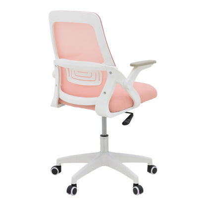 Office chair Reji fabric mesh pink-frame white 58x60x89-99cm