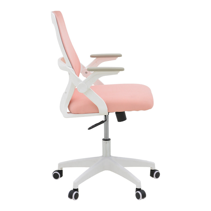 Office chair Reji fabric mesh pink-frame white 58x60x89-99cm