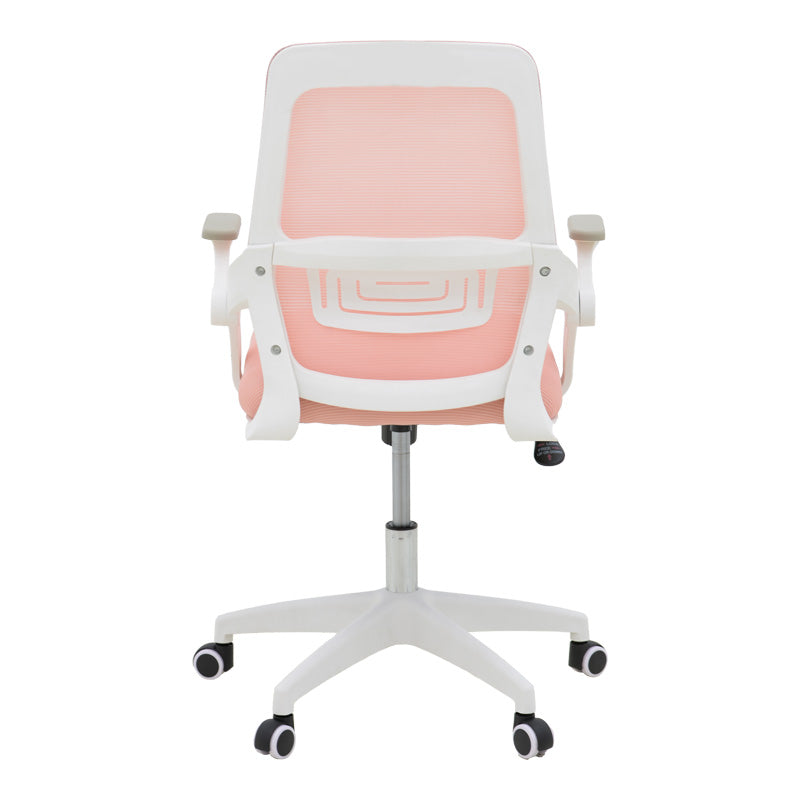 Office chair Reji fabric mesh pink-frame white 58x60x89-99cm