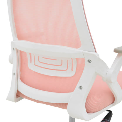 Office chair Reji fabric mesh pink-frame white 58x60x89-99cm