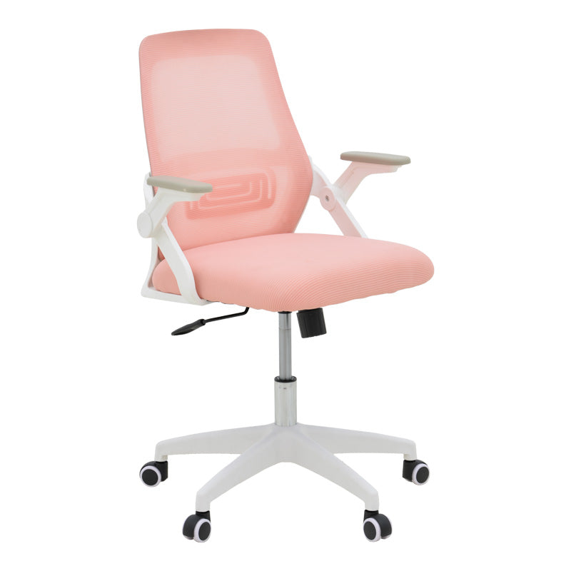 Office chair Reji fabric mesh pink-frame white 58x60x89-99cm