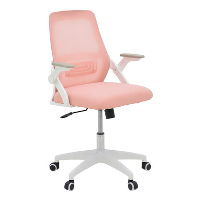 Office chair Reji fabric mesh pink-frame white 58x60x89-99cm