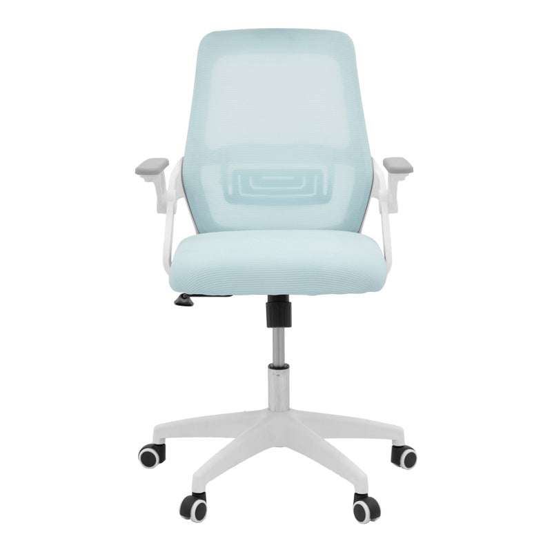 Office chair Reji fabric mesh light blue -frame white 58x60x89-99cm