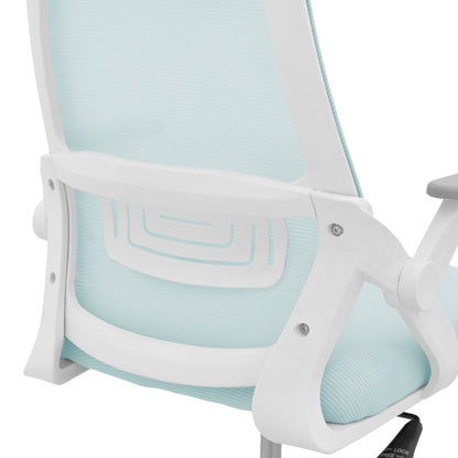 Office chair Reji fabric mesh light blue -frame white 58x60x89-99cm
