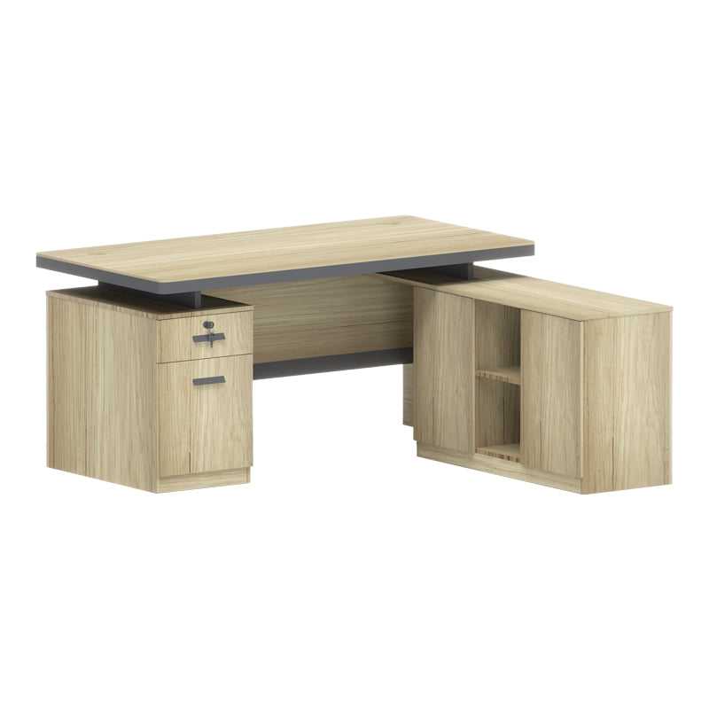 Lotus professional desk with right corner in natural-anthracite shade 200x160x76cm