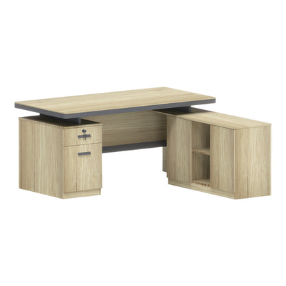Lotus professional desk with right corner in natural-anthracite shade 200x160x76cm