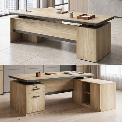 Lotus professional desk with right corner in natural-anthracite shade 200x160x76cm