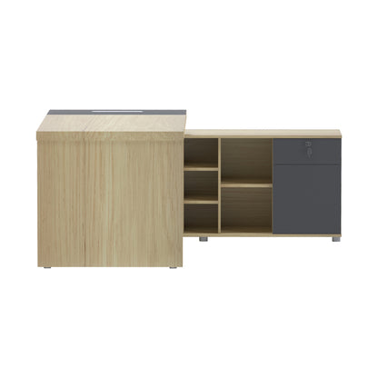 Lotus professional desk with right corner in natural-anthracite shade 160x160x75cm