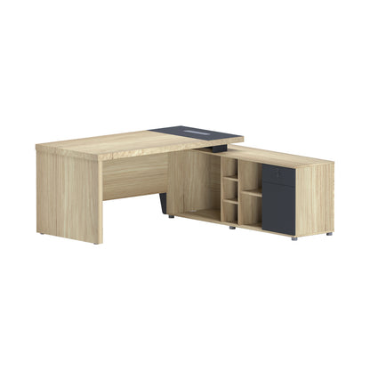 Lotus professional desk with right corner in natural-anthracite shade 160x160x75cm