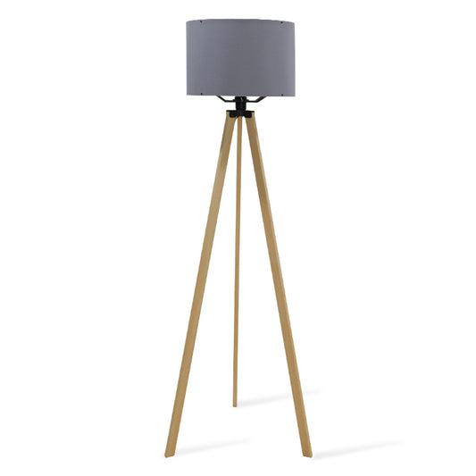 Floor lamp PWL-0002 pakoworld Ε27 with sonoma legs and grey pvc shade D38x140cm