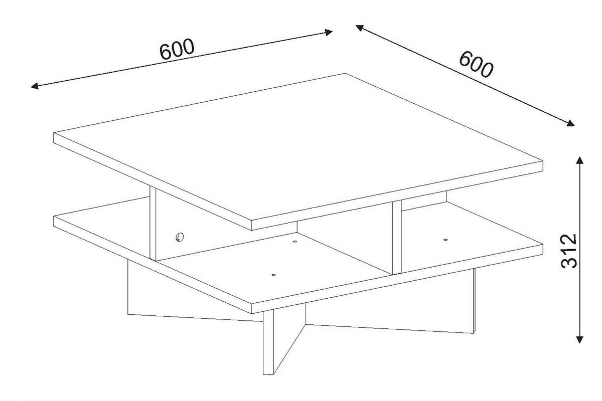 Coffee table Cross pakoworld in walnut-white color 60x60x31cm