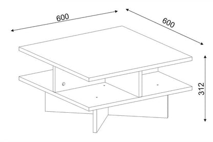 Coffee table Cross pakoworld in walnut-white color 60x60x31cm