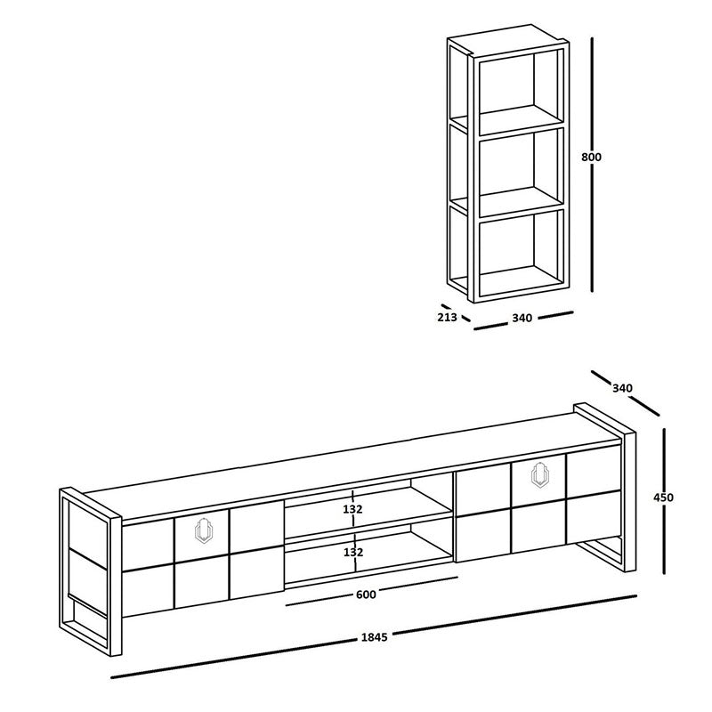 Tv unit PWF-0039 pakoworld in walnut color 184,5x35x45cm