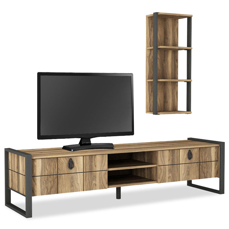 Tv unit PWF-0039 pakoworld in walnut color 184,5x35x45cm