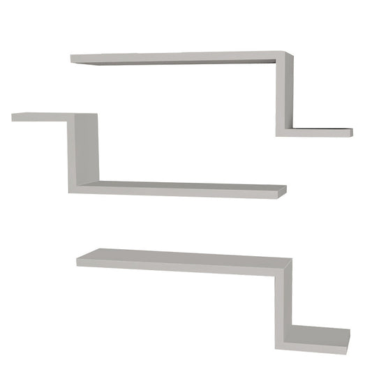 Wall Shelf 3 parts PWF-0040 pakoworld in white color 58x14,5x18cm