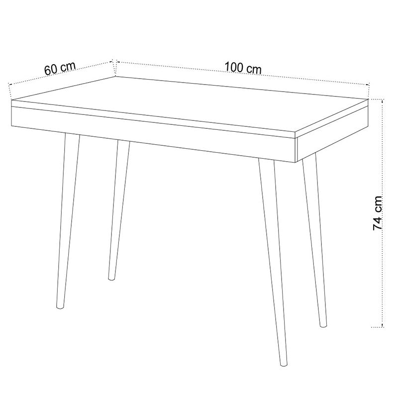 Study desk PWF-0070 pakoworld in white color with wooden legs 100x60x74cm