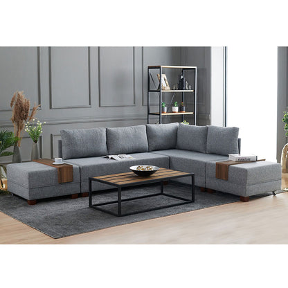 Polymorphic sofa-bed left corner PWF-0155 with charcoal fabric 210x280x70cm