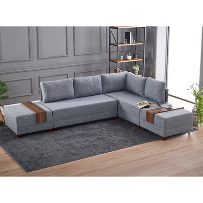 Polymorphic sofa-bed left corner PWF-0155 with charcoal fabric 210x280x70cm