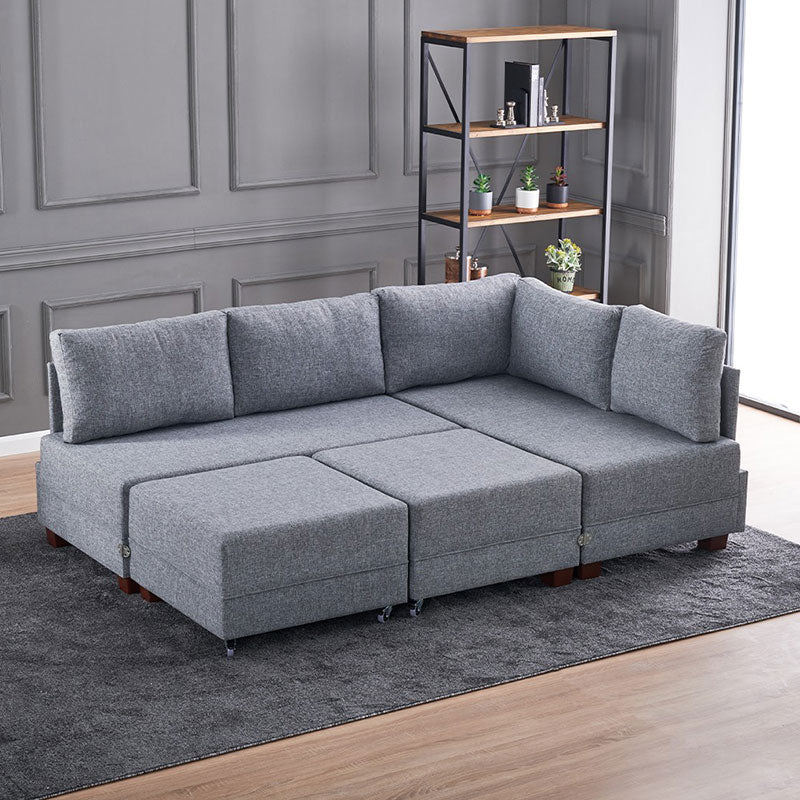 Polymorphic sofa-bed left corner PWF-0155 with charcoal fabric 210x280x70cm