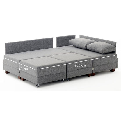 Polymorphic sofa-bed left corner PWF-0155 with charcoal fabric 210x280x70cm