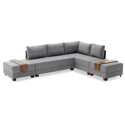 Polymorphic sofa-bed left corner PWF-0155 with charcoal fabric 210x280x70cm