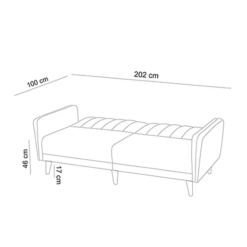 3 seater sofa-bedPWF-0178 fabric cream color 202x80x85cm