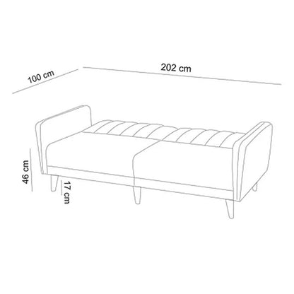 3 seater sofa-bed PWF-0178 fabric grey color 202x80x85cm