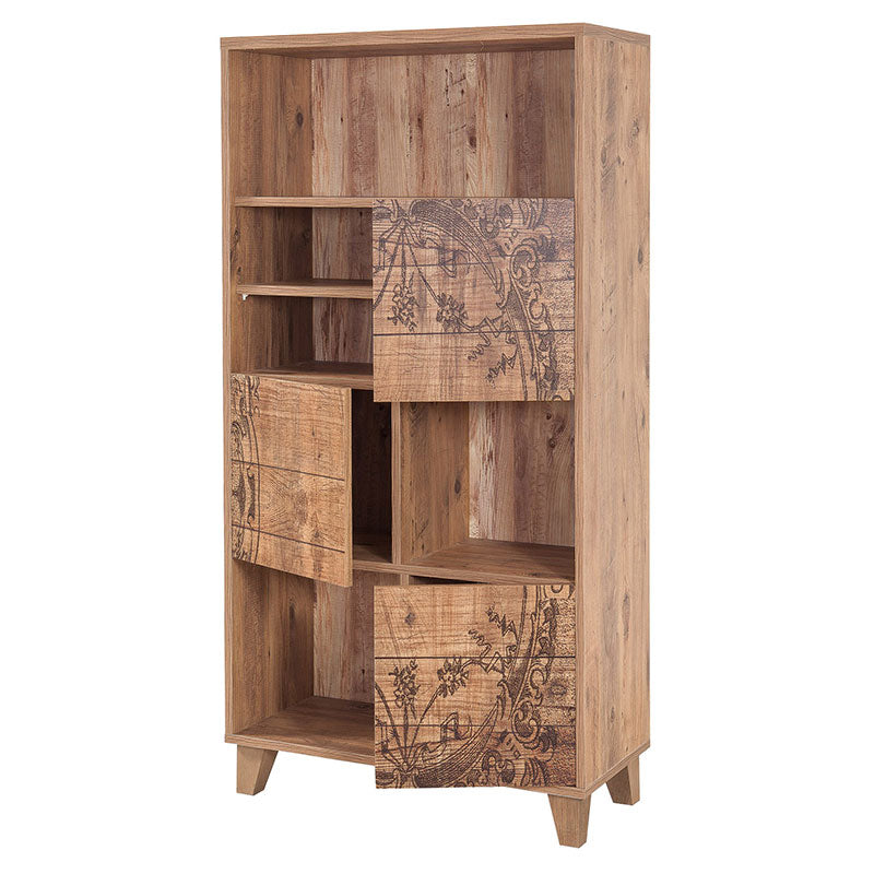 Bookcase PWF-0181-7 in Atlantic pine color 80x36x155cm