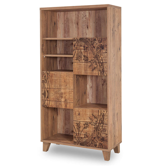 Bookcase PWF-0181-7 in Atlantic pine color 80x36x155cm