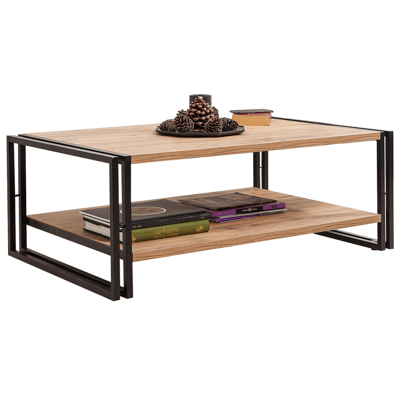 Coffee table PWF-0240 pakoworld in pine - black color 110x70x40