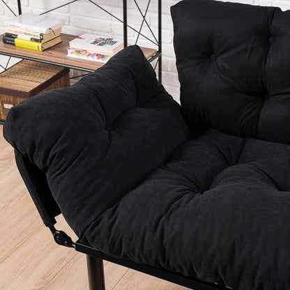 2 seater sofa bed PWF-0018 with fabric in black color 155x73x85cm