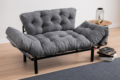 2 seater sofa bed PWF-0018 pakoworld with fabric in grey color 155x73x85cm