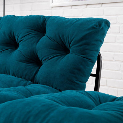 2seater sofa bed PWF-0018 pakoworld fabric in petrol blue color 155x73x85cm