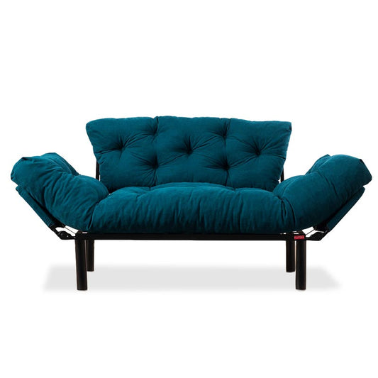 2seater sofa bed PWF-0018 pakoworld fabric in petrol blue color 155x73x85cm